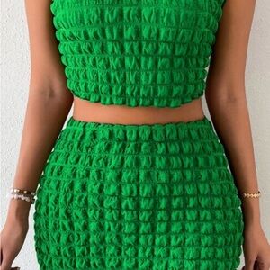 Green Textured Women's Skirt